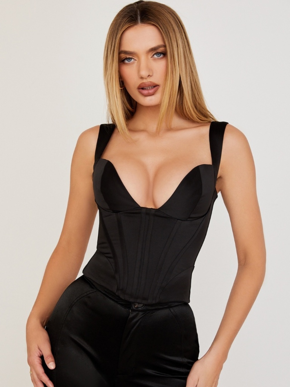 NWT House of CB “Liberty” Corset Top in Black, M